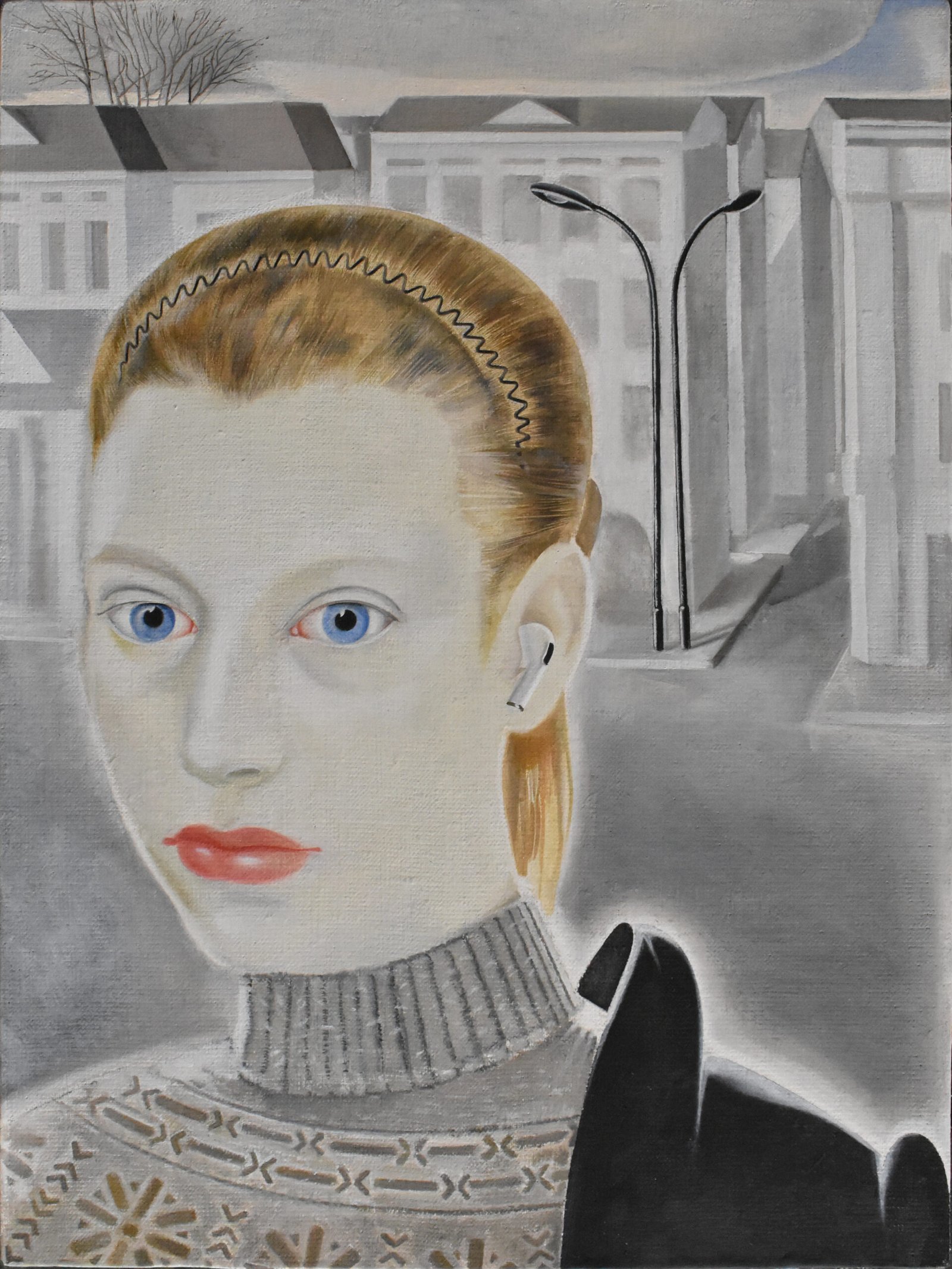 Obraz Michała Żądły pt. Portret kobiecy I, olej na płótnie, 40 x 30 cm, 2023