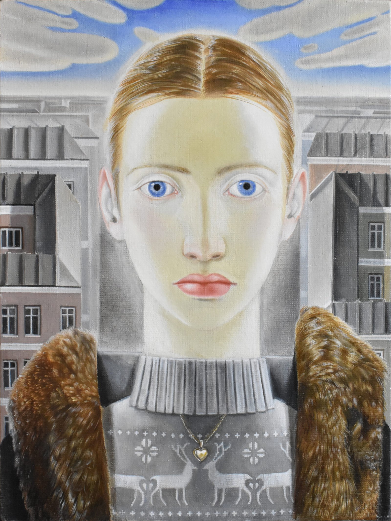 Obraz Michała Żądły pt. Portret kobiecy II, olej na płótnie, 40 x 30 cm, 2023