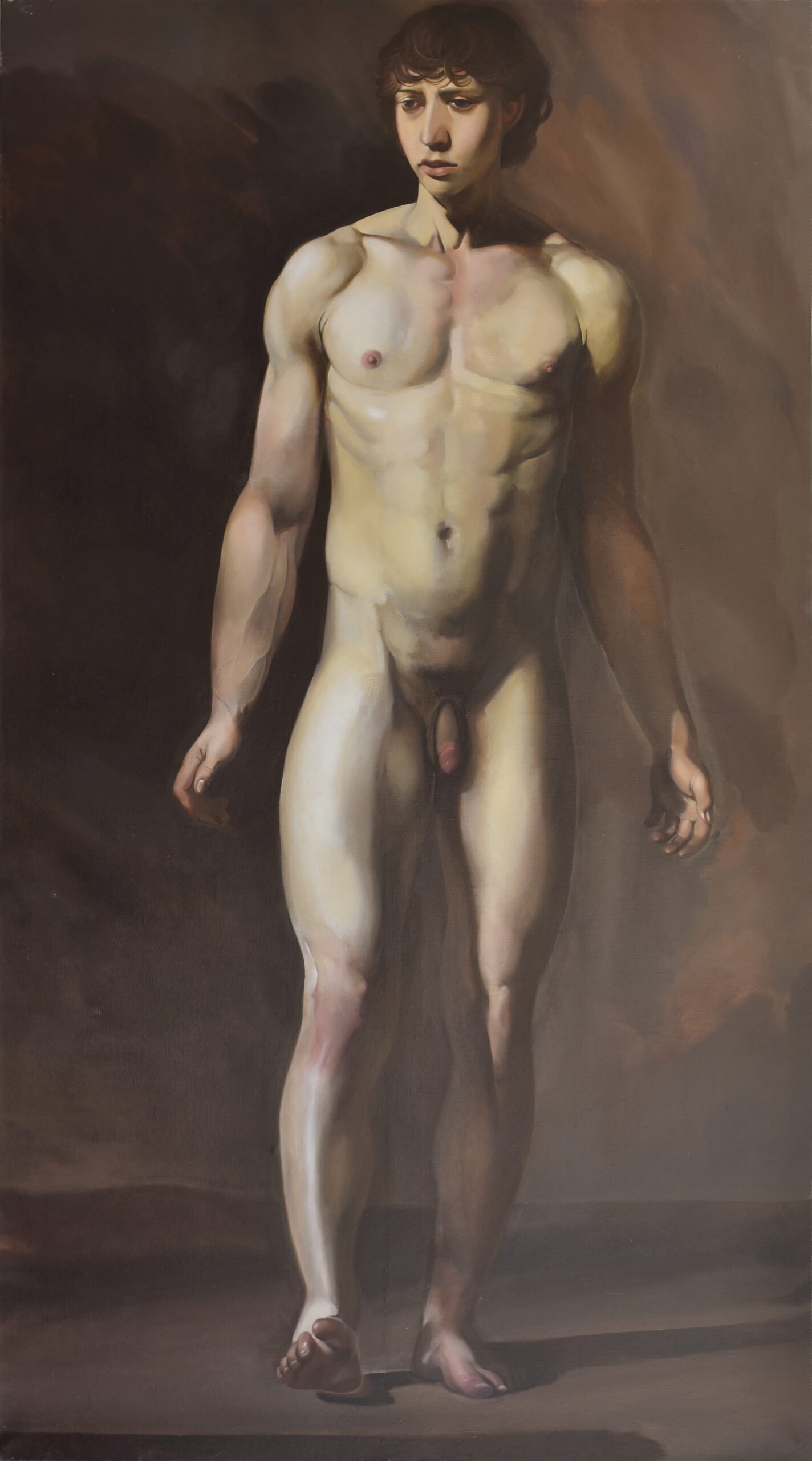 Obraz Michała Żądły pt. Triumf męskości, olej na płótnie, 180 x 100 cm, 2024