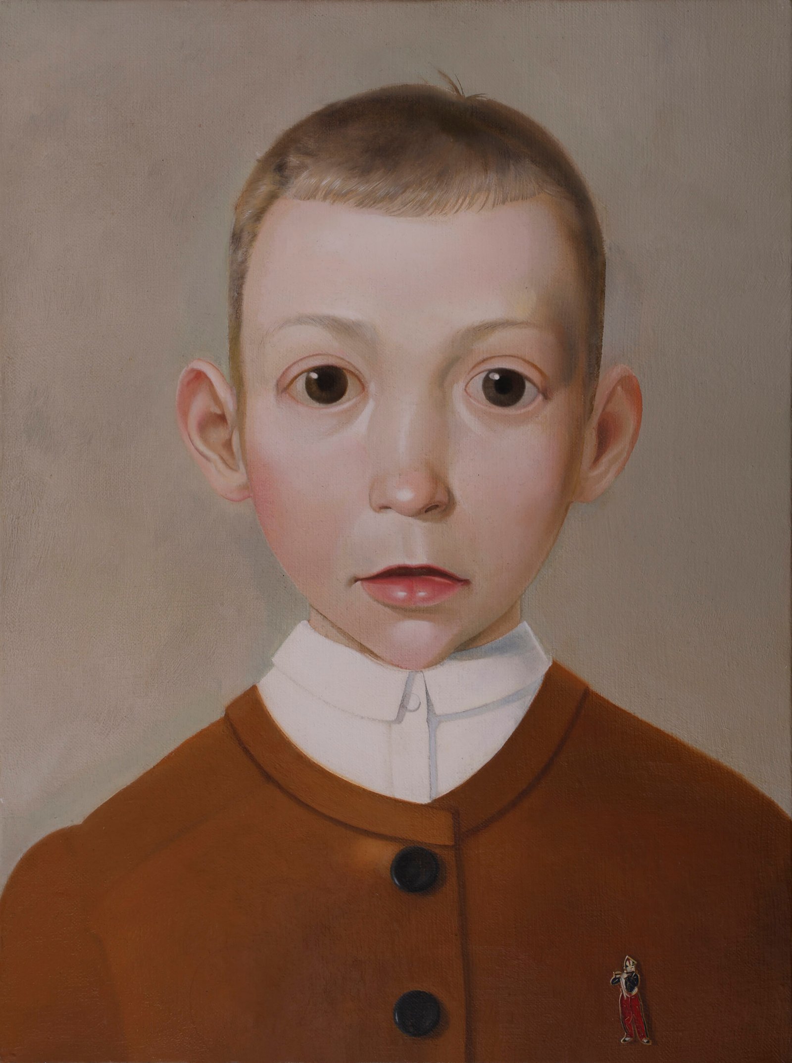 Obraz Michała Żądły pt. Jeremiasz, Oczy jak guziki, olej na płótnie, 40 x 30 cm, 2024
