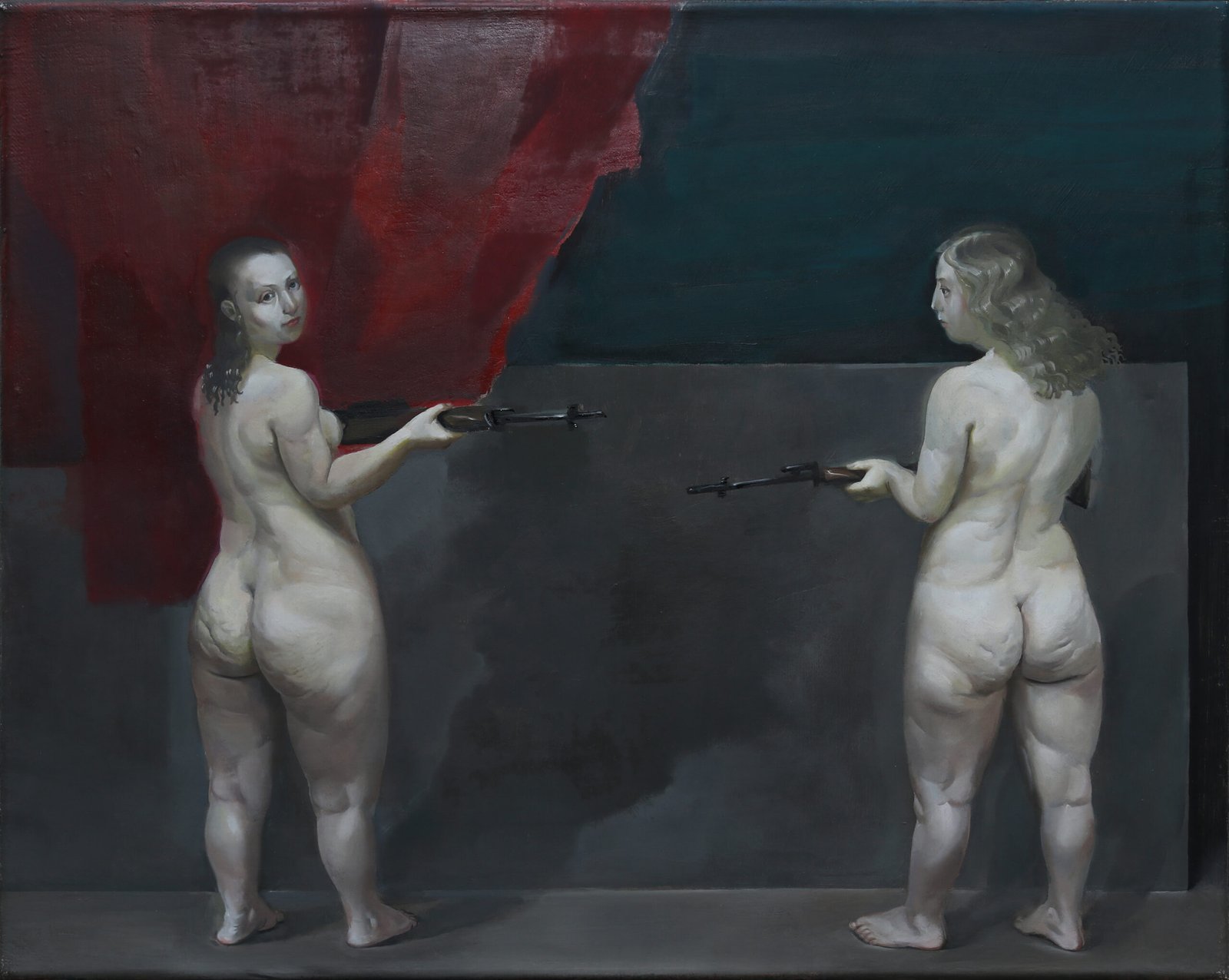 Obraz Michała Żądły pt. Strażniczki, olej na płótnie, 45 x 55 cm, 2022