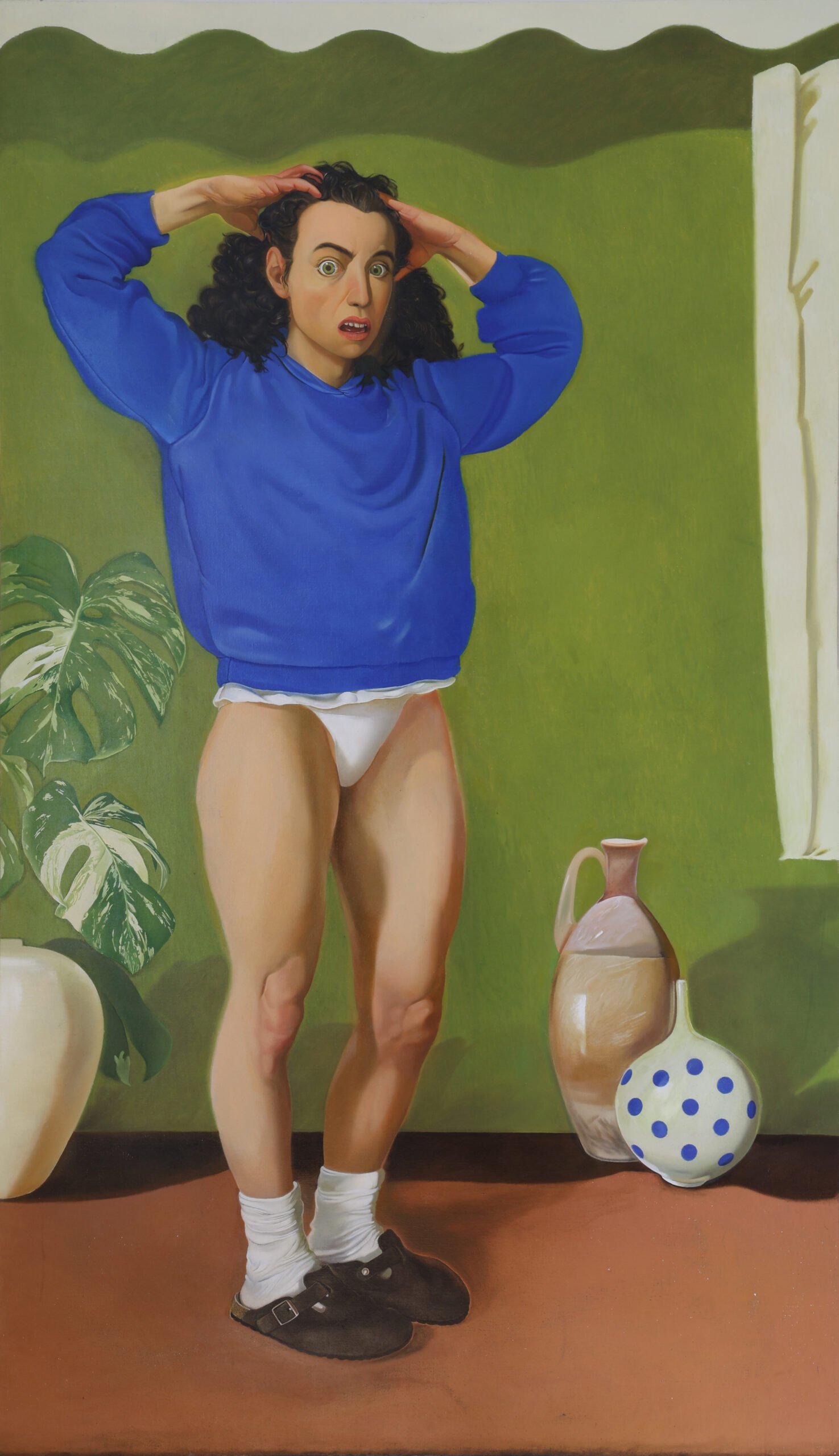 Monstera !!, 170 x 100 cm, olej na płótnie, 2025